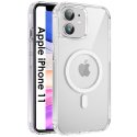 CUSTODIA per APPLE IPHONE 11 (6.1") RIGIDA CON CORNICE IN SILICONE TRASPARENTE COMPATIBILE CON RICARICA MAGSAFE
