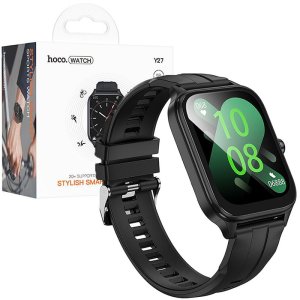 SMARTWATCH BLUETOOTH 5.0 HOCO Y27 CON DISPLAY TFT 1.95", FUNZIONE CHIAMATE E MISURAZIONE FREQUENZA CARDIACA COLORE NERO