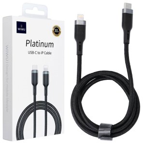 CAVO IN TESSUTO LIGHTNING / TYPE-C PD 30W (NO MFI) CON SUPPORTO FAST CHARGING - LUNGHEZZA 2 MT COLORE NERO WI-C013 WIWU