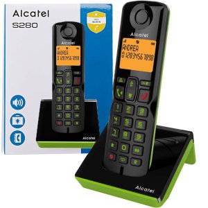 CORDLESS ALCATEL S280 CON VIVAVOCE CON VOLUME REGOLABILE, TASTO DIRETTO BLOCCO CHIAMATE E ID CHIAMANTE COLORE NERO E VERDE