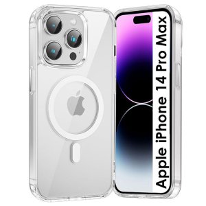 CUSTODIA per APPLE IPHONE 14 PRO MAX (6.7") RIGIDA CON CORNICE IN TPU TRASPARENTE COMPATIBILE CON RICARICA MAGSAFE