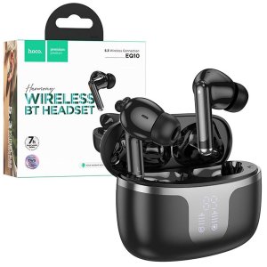 AURICOLARI BLUETOOTH 5.3 CON COMANDI TOUCH, MICROFONO E INDICATORE DELLA CARICA RESIDUA COLORE NERO EQ10 HOCO