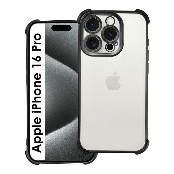 CUSTODIA per APPLE IPHONE 16 PRO (6.3") IN TPU SILICONE CON BORDI RINFORZATI E DETTAGLI NERI CROMATI CUSTODIA per APPLE IPHONE 16 PRO (6.3") IN TPU SILICONE CON BORDI RINFORZATI E DETTAGLI NERI CROMATI