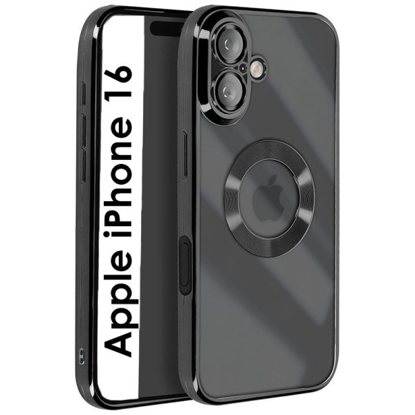 CUSTODIA per APPLE IPHONE 16 (6.1") TRASPARENTE IN TPU A 360° (COMPRESE FOTOCAMERE) CON DETTAGLI CROMATI NERI CUSTODIA per APPLE IPHONE 16 (6.1") TRASPARENTE IN TPU A 360° (COMPRESE FOTOCAMERE) CON DETTAGLI CROMATI NERI