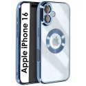 CUSTODIA per APPLE IPHONE 16 (6.1") TRASPARENTE IN TPU A 360° (COMPRESE FOTOCAMERE) CON DETTAGLI CROMATI BLU CUSTODIA per APPLE IPHONE 16 (6.1") TRASPARENTE IN TPU A 360° (COMPRESE FOTOCAMERE) CON DETTAGLI CROMATI BLU