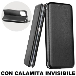 CUSTODIA per SAMSUNG GALAXY S10 LITE, A91 - FLIP ORIZZONTALE SIMILPELLE CON CHIUSURA MAGNETICA INVISIBILE E INTERNO IN TPU NERO