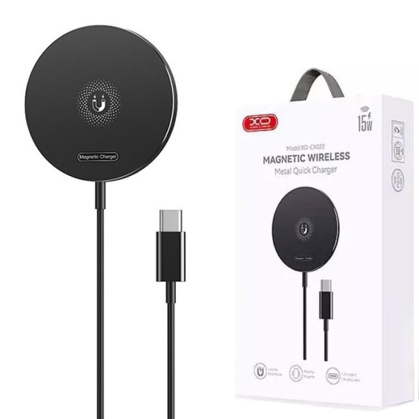 ALIMENTATORE WIRELESS MAGNETICO 15W COMPATIBILE CON TUTTI I DISPOSITIVI DOTATI DI TECNOLOGIA QI COLORE NERO XO-CX022