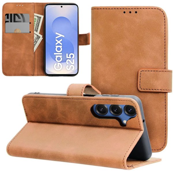 CUSTODIA per SAMSUNG GALAXY S25 (SM-S931) FLIP ORIZZONTALE IN ECOPELLE COLORE MARRONE CON INTERNO IN TPU E CHIUSURA MAGNETICA CUSTODIA per SAMSUNG GALAXY S25 (SM-S931) FLIP ORIZZONTALE IN ECOPELLE COLORE MARRONE CON INTERNO IN TPU E CHIUSURA MAGNETICA