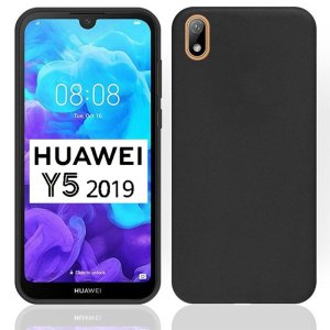 CUSTODIA per HUAWEI Y5 2019, HONOR 8S IN GEL TPU SILICONE SLIM COLORE NERO SATINATO