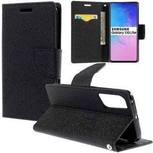 CUSTODIA per SAMSUNG GALAXY S10 LITE (SM-G770), A91 - FLIP ORIZZONTALE CON INTERNO IN TPU SILICONE E PORTA CARTE COLORE NERO