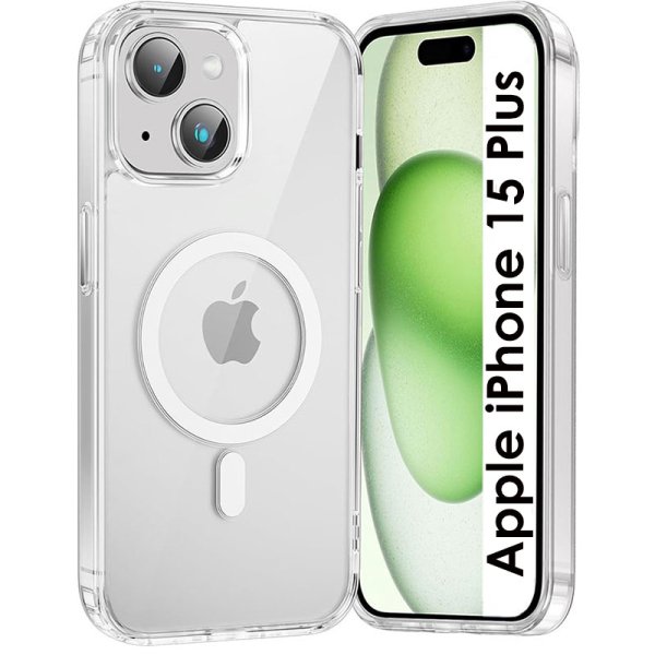 CUSTODIA per APPLE IPHONE 15 PLUS (6.7") RIGIDA CON CORNICE IN TPU TRASPARENTE COMPATIBILE CON RICARICA MAGSAFE CUSTODIA per APPLE IPHONE 15 PLUS (6.7") RIGIDA CON CORNICE IN TPU TRASPARENTE COMPATIBILE CON RICARICA MAGSAFE