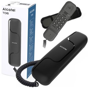 TELEFONO FISSO SLIM A GONDOLA ALCATEL T06 TASTO DI RICHIAMATA E ALTA' QUALITA' DELL'AUDIO COLORE NERO
