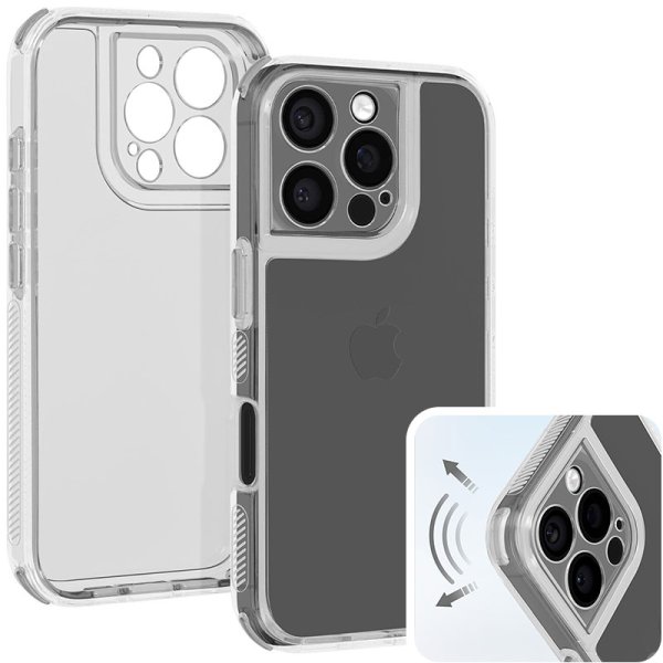 CUSTODIA per APPLE IPHONE 16 PRO (6.3") - PARTE POSTERIORE RIGIDA, CORNICE IN SILICONE E BORDI RINFORZATI NERO TRASLUCIDO CUSTODIA per APPLE IPHONE 16 PRO (6.3") - PARTE POSTERIORE RIGIDA, CORNICE IN SILICONE E BORDI RINFORZATI NERO TRASLUCIDO