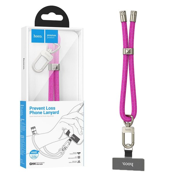 LACCIO DA POLSO UNIVERSALE PER SMARTPHONE CON PIASTRINA PER FISSAGGIO GH4 COLORE FUCSIA HOCO LACCIO DA POLSO UNIVERSALE PER SMARTPHONE CON PIASTRINA PER FISSAGGIO GH4 COLORE FUCSIA HOCO
