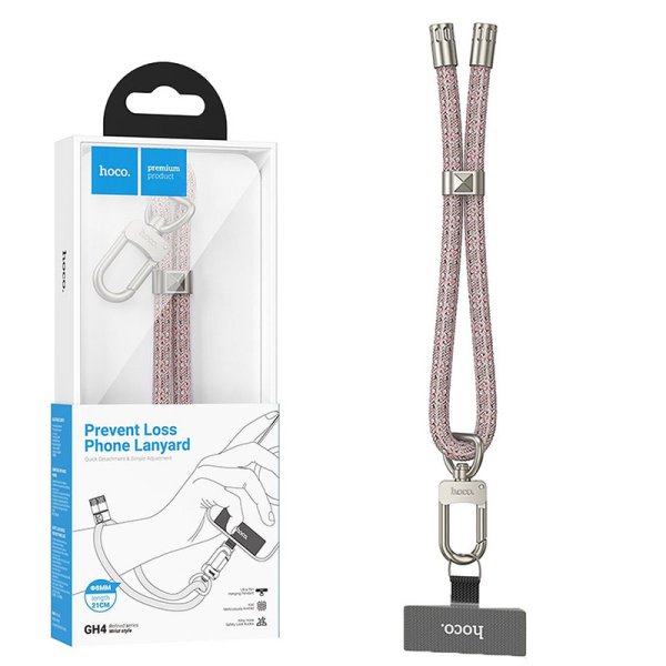 LACCIO DA POLSO UNIVERSALE PER SMARTPHONE CON PIASTRINA PER FISSAGGIO GH4 COLORE ROSA PESCA HOCO LACCIO DA POLSO UNIVERSALE PER SMARTPHONE CON PIASTRINA PER FISSAGGIO GH4 COLORE ROSA PESCA HOCO