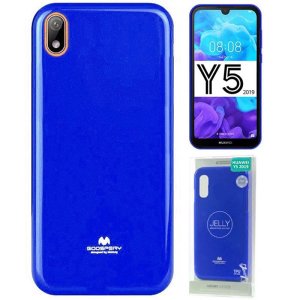 CUSTODIA per HUAWEI Y5 2019, HONOR 8S IN GEL TPU SILICONE COLORE BLU LUCIDO ALTA QUALITA' MERCURY BLISTER