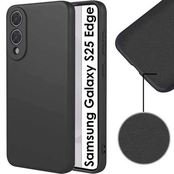 CUSTODIA per SAMSUNG GALAXY S25 EDGE (SM-S937) IN SILICONE COLORE NERO CON EFFETTO SOFT TOUCH E INTERNO IN MICROFIBRA CUSTODIA per SAMSUNG GALAXY S25 EDGE (SM-S937) IN SILICONE COLORE NERO CON EFFETTO SOFT TOUCH E INTERNO IN MICROFIBRA