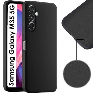 CUSTODIA per SAMSUNG GALAXY M35 5G (SM-M356)IN SILICONE COLORE NERO CON EFFETTO SOFT TOUCH E INTERNO IN MICROFIBRA