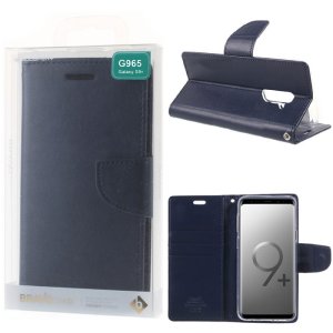 CUSTODIA per SAMSUNG GALAXY S9 PLUS (SM-G965) - FLIP ORIZZONTALE SIMILPELLE CON INTERNO IN TPU E STAND COLORE BLU BRAVO