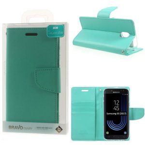CUSTODIA per SAMSUNG SM-J530 GALAXY J5 (2017) - FLIP ORIZZONTALE SIMILPELLE CON INTERNO IN TPU E STAND VERDE ACQUA BRAVO MERCURY
