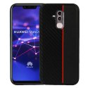 CUSTODIA per HUAWEI MATE 20 LITE IN GEL TPU SILICONE COLORE NERO EFFETTO CARBONIO CON INSERTO ROSSO CUSTODIA per HUAWEI MATE 20 LITE IN GEL TPU SILICONE COLORE NERO EFFETTO CARBONIO CON INSERTO ROSSO