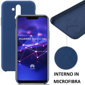 CUSTODIA per HUAWEI MATE 20 LITE IN SILICONE CON EFFETTO SOFT TOUCH ED INTERNO IN MICROFIBRA COLORE BLU