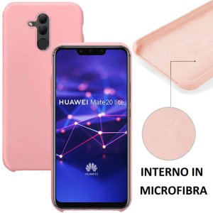 CUSTODIA per HUAWEI MATE 20 LITE IN SILICONE CON EFFETTO SOFT TOUCH ED INTERNO IN MICROFIBRA COLORE ROSA