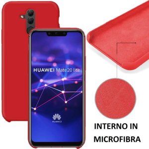 CUSTODIA per HUAWEI MATE 20 LITE IN SILICONE CON EFFETTO SOFT TOUCH ED INTERNO IN MICROFIBRA COLORE ROSSO
