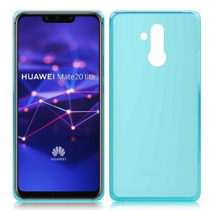 CUSTODIA per HUAWEI MATE 20 LITE IN GEL TPU SILICONE COLORE AZZURRO TRASPARENTE