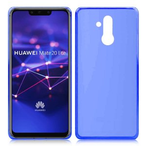 CUSTODIA per HUAWEI MATE 20 LITE IN GEL TPU SILICONE COLORE BLU TRASPARENTE