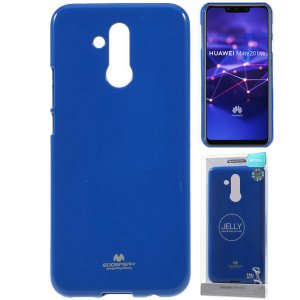 CUSTODIA per HUAWEI MATE 20 LITE IN GEL TPU SILICONE COLORE BLU LUCIDO CON GLITTER MERCURY