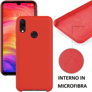 CUSTODIA per XIAOMI REDMI 7, REDMI Y3 IN SILICONE CON EFFETTO SOFT TOUCH ED INTERNO IN MICROFIBRA COLORE ROSSO