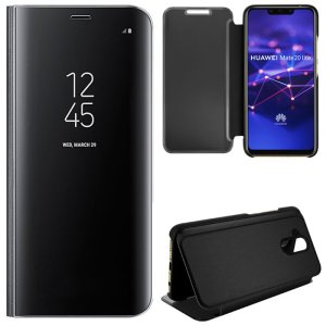 CUSTODIA per HUAWEI MATE 20 LITE - FLIP ORIZZONTALE CLEAR VIEW STANDING COVER COLORE NERO