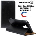 CUSTODIA per HUAWEI MATE 20 LITE - FLIP ORIZZONTALE VERA PELLE CON CHIUSURA MAGNETICA INVISIBILE E INTERNO IN TPU NERO