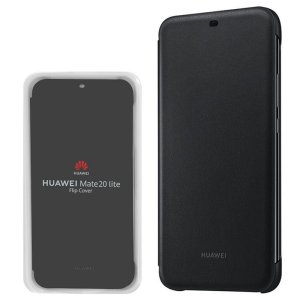 CUSTODIA ORIGINALE per HUAWEI MATE 20 LITE - FLIP COVER ORIZZONTALE PELLE COLORE NERO BLISTER