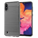 CUSTODIA per SAMSUNG GALAXY A10 (SM-A105) IN GEL TPU SILICONE EFFETTO METALLICO CON INSERTI IN FANTASIA CARBONIO GRIGIO
