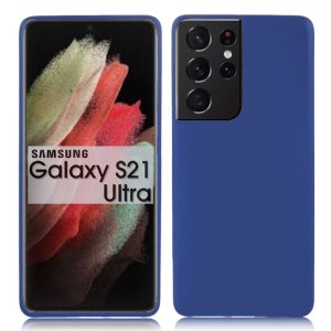 CUSTODIA per SAMSUNG GALAXY S21 ULTRA 5G (SM-G998B) IN GEL TPU SILICONE SLIM COLORE BLU SATINATO