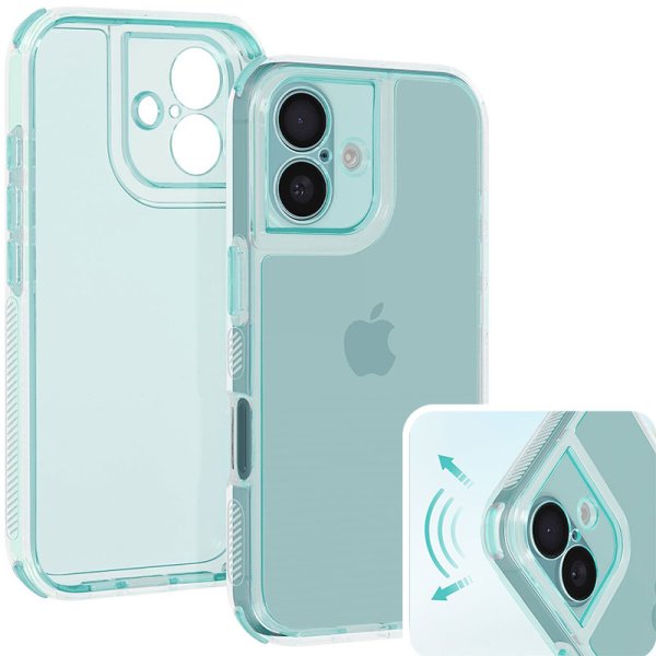 CUSTODIA per APPLE IPHONE 16 PLUS (6.7") CON PARTE POSTERIORE RIGIDA, CORNICE IN TPU E BORDI RINFORZATI VERDE ACQUA TRASLUCIDO CUSTODIA per APPLE IPHONE 16 PLUS (6.7") CON PARTE POSTERIORE RIGIDA, CORNICE IN TPU E BORDI RINFORZATI VERDE ACQUA TRASLUCIDO