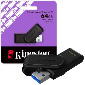 PEN DRIVE 64GB USB 3.2 GEN 1 EXODIA S CON CAPPUCCIO DI PROTEZIONE USB ROTABILE A 360° COLORE NERO DTXS/64GB KINGSTON