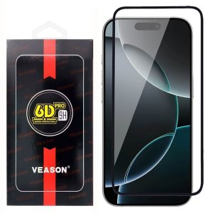 PELLICOLA per APPLE IPHONE 16, IPHONE 15 (6.1") VETRO TEMPERATO 9H FULL FACE E FULL GLUE CON CORNICE COLORE NERO VEASON