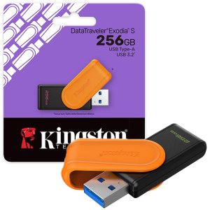 PEN DRIVE 256GB USB 3.2 GEN 1 EXODIA S CON CAPPUCCIO DI PROTEZIONE USB ROTABILE A 360° NERO E ARANCIONE DTXS/256GB KINGSTON