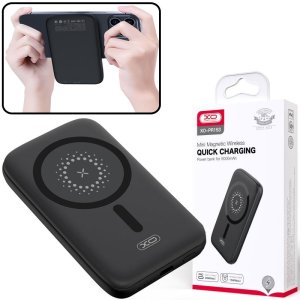 POWER BANK 5.000mAh WIRELESS 15W (MAGSAFE COMPATIBILE) CON 1 PORTA USB-C (IN/OUT 20W) + ANELLO MAGNETICO ADESIVO NERO XO-PR153