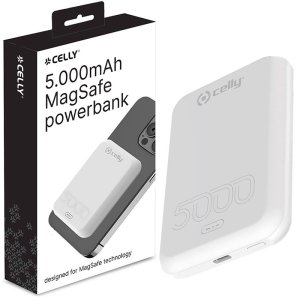 POWER BANK 5.000mAh WIRELESS 10W (MAGSAFE COMPATIBILE) CON 1 PORTA USB-C (IN/OUT 2.4A) BIANCO MAGPB5000EVOWH CELLY