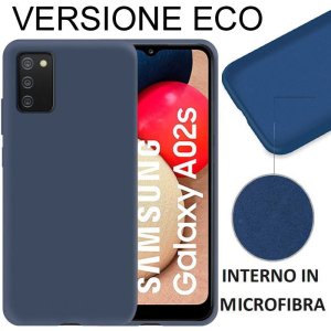 CUSTODIA per SAMSUNG GALAXY A02s (A025F), M02s SILICONE EFFETTO SOFT TOUCH - INTERNO IN MICROFIBRA BLU VERSIONE ECONOMICA