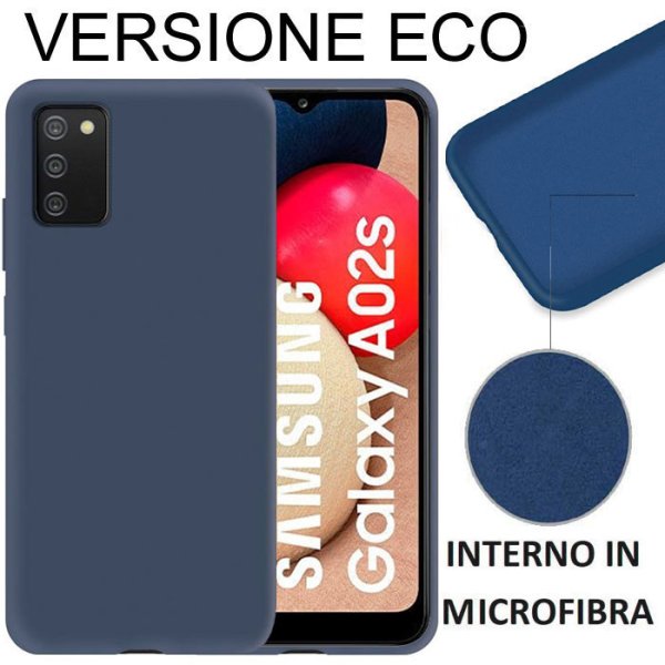 CUSTODIA per SAMSUNG GALAXY A02s (A025F), M02s SILICONE EFFETTO SOFT TOUCH - INTERNO IN MICROFIBRA BLU VERSIONE ECONOMICA