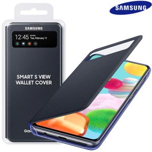 CUSTODIA ORIGINALE SAMSUNG S VIEW WALLET COVER EF-EA415PBEGWW per GALAXY A41 (SM-A415) CON FINESTRA COLORE NERO BLISTER