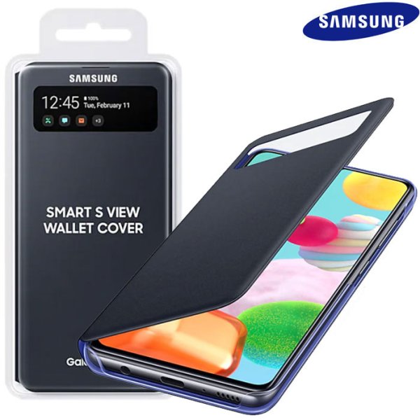 CUSTODIA ORIGINALE SAMSUNG S VIEW WALLET COVER EF-EA415PBEGWW per GALAXY A41 (SM-A415) CON FINESTRA COLORE NERO BLISTER CUSTODIA ORIGINALE SAMSUNG S VIEW WALLET COVER EF-EA415PBEGWW per GALAXY A41 (SM-A415) CON FINESTRA COLORE NERO BLISTER