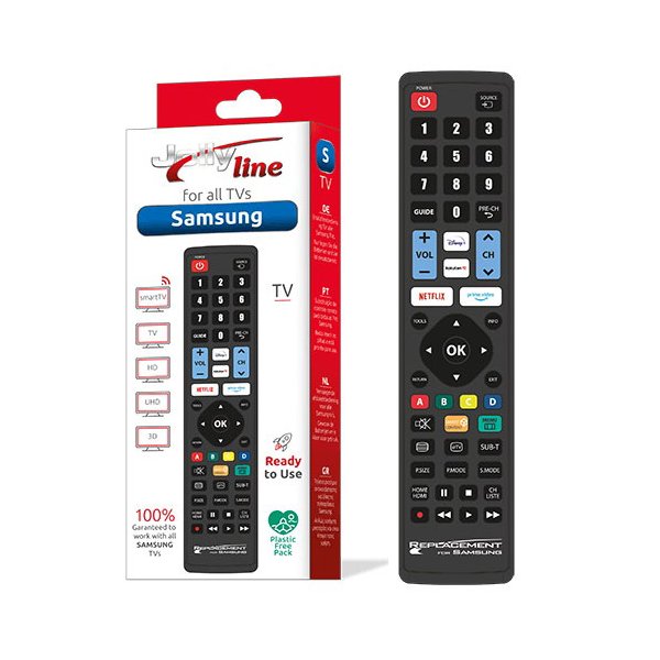 TELECOMANDO UNIVERSALE SOSTITUTIVO per TV SAMSUNG PRONTO ALL'USO 01716 JOLLY LINE BY GBS COLORE NERO MADEFORYOU BLISTER