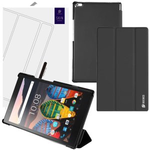 CUSTODIA per LENOVO TAB 4 - 8" POLLICI - FLIP ORIZZONTALE SIMILPELLE CON STAND COLORE NERO DUX DUCIS SKIN SERIES BLISTER