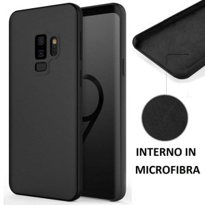 CUSTODIA per SAMSUNG GALAXY S9 PLUS (SM-G965) IN SILICONE CON EFFETTO SOFT TOUCH ED INTERNO IN MICROFIBRA COLORE NERO